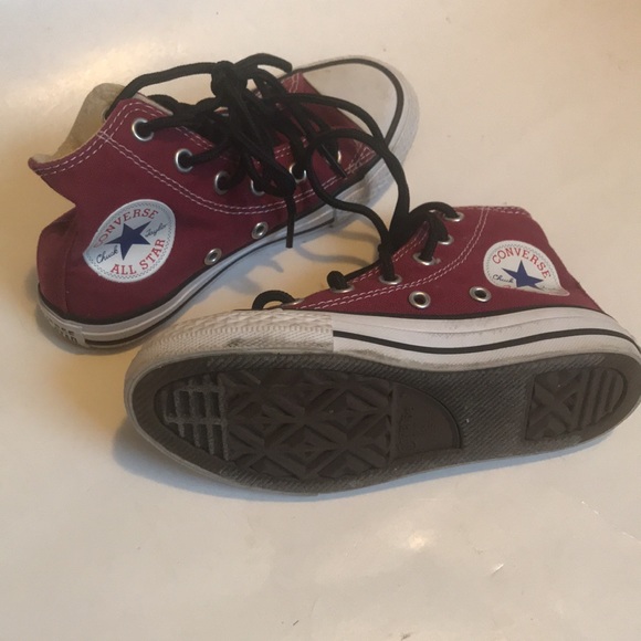 Converse Chuck Taylor all star high top lace up shoes Burgundy good condition - Picture 3 of 7